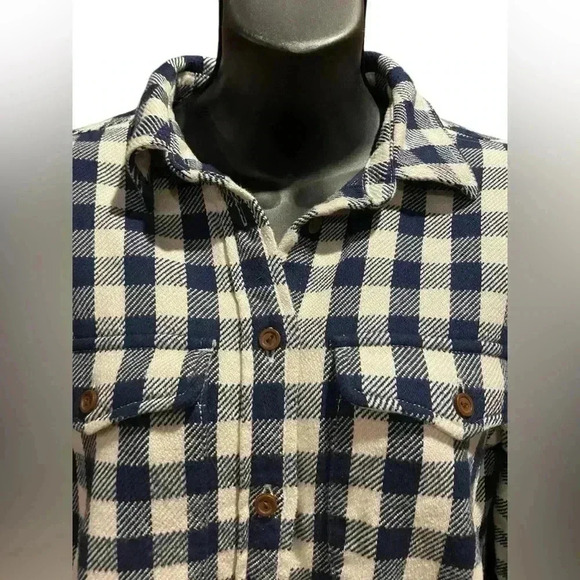 J CREW women’s Shirt-jacket in Stanton plaid flannel blue/cream size XS like new - Picture 7 of 11
